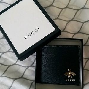 Gucci Black Leather Animalier Wallet